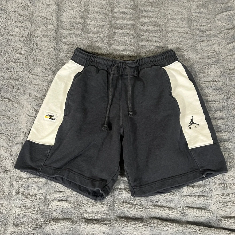 Jordan Jumpman Mens Black White Colorblock Fleece Shorts DA7204-010 Small